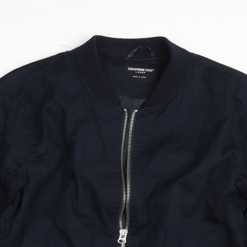 Cedar Wood State Mens Blue   Bomber Jacket Jacket Size L