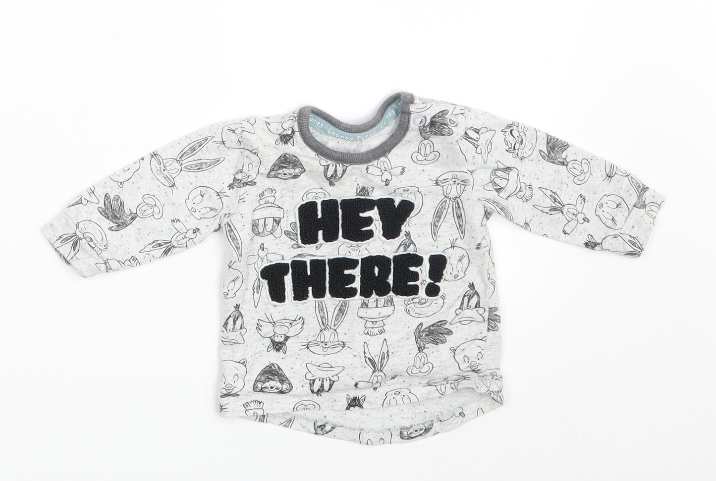 Looney Tunes Baby Grey Animal Print  Basic T-Shirt Size 0-3 Months