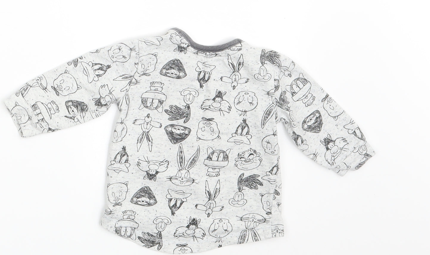 Looney Tunes Baby Grey Animal Print  Basic T-Shirt Size 0-3 Months