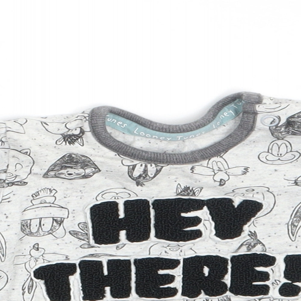 Looney Tunes Baby Grey Animal Print  Basic T-Shirt Size 0-3 Months