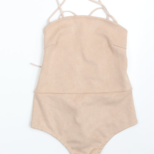 In the Style Womens Pink  Velvet Bodysuit One-Piece Size 10