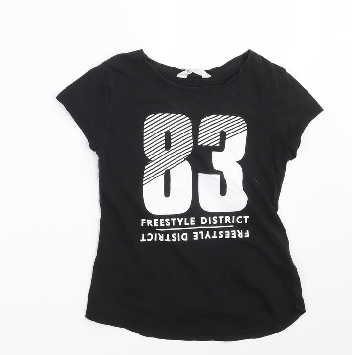 H&M Girls Black   Basic T-Shirt Size 10-11 Years