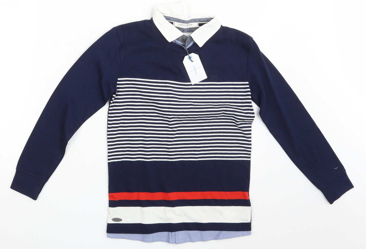 Jasper Conran Boys Multicoloured Striped  Pullover Jumper Size 8-9 Years