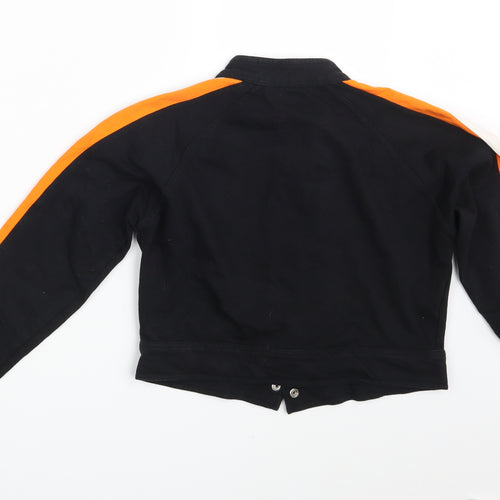 Preworn Womens Black Striped  Full Zip Jumper Size 14