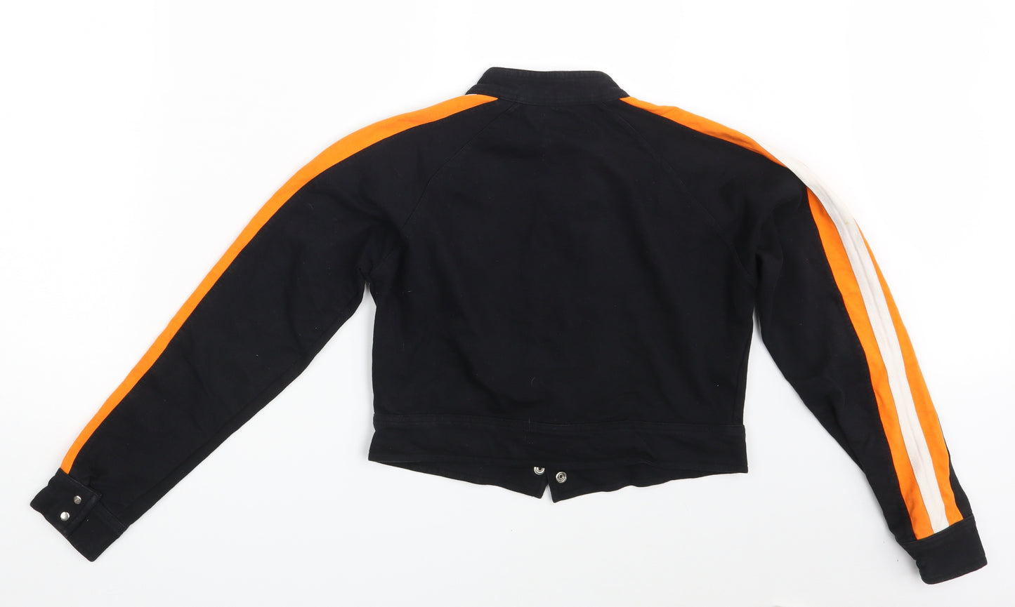 Preworn Womens Black Striped  Full Zip Jumper Size 14