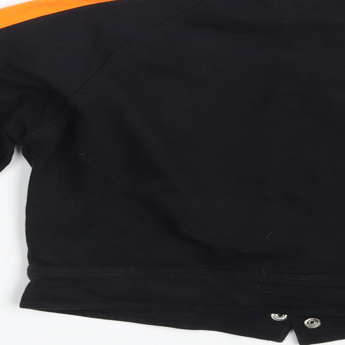 Preworn Womens Black Striped  Full Zip Jumper Size 14