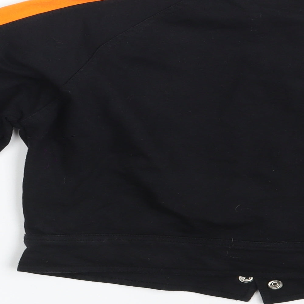 Preworn Womens Black Striped  Full Zip Jumper Size 14