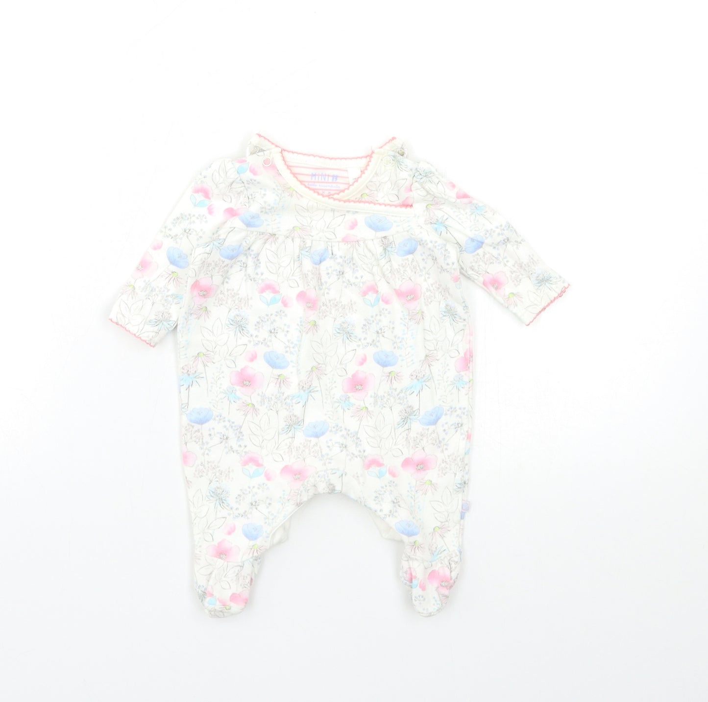 Mini B Baby White Floral  Babygrow One-Piece Size Newborn