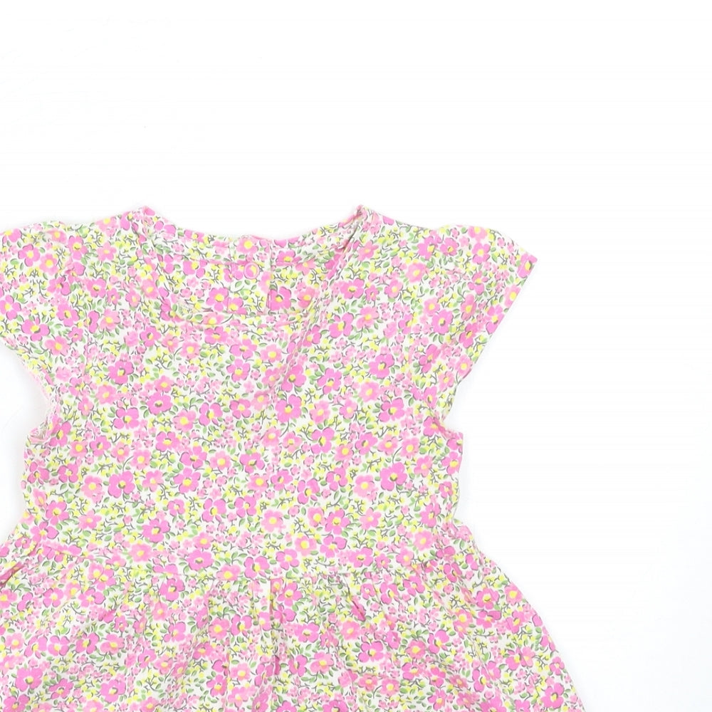 mamas & papas Girls Pink Floral  T-Shirt Dress  Size 2-3 Years