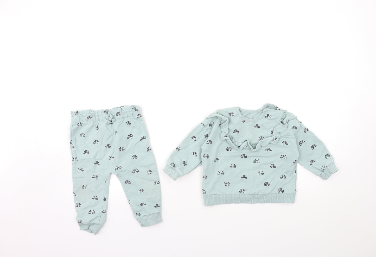 George Baby Green Geometric  Trousers Set Outfit/Set Size 9-12 Months
