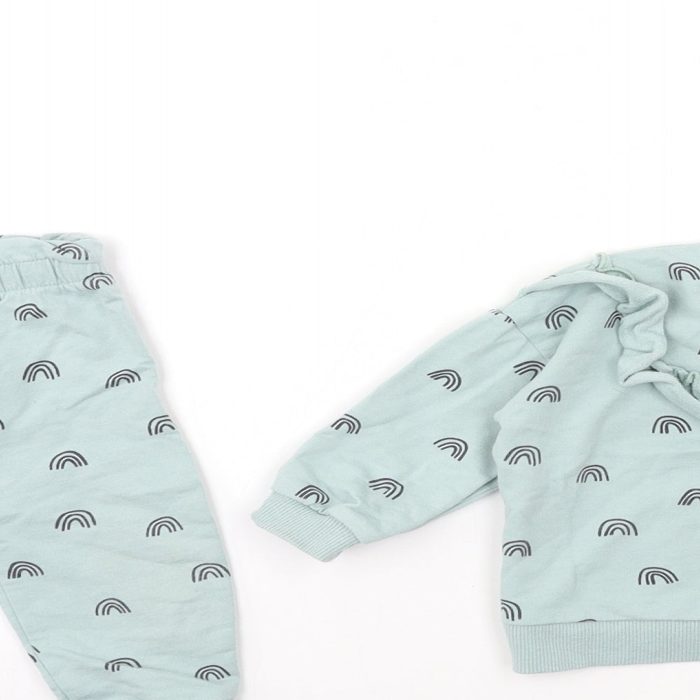 George Baby Green Geometric  Trousers Set Outfit/Set Size 9-12 Months