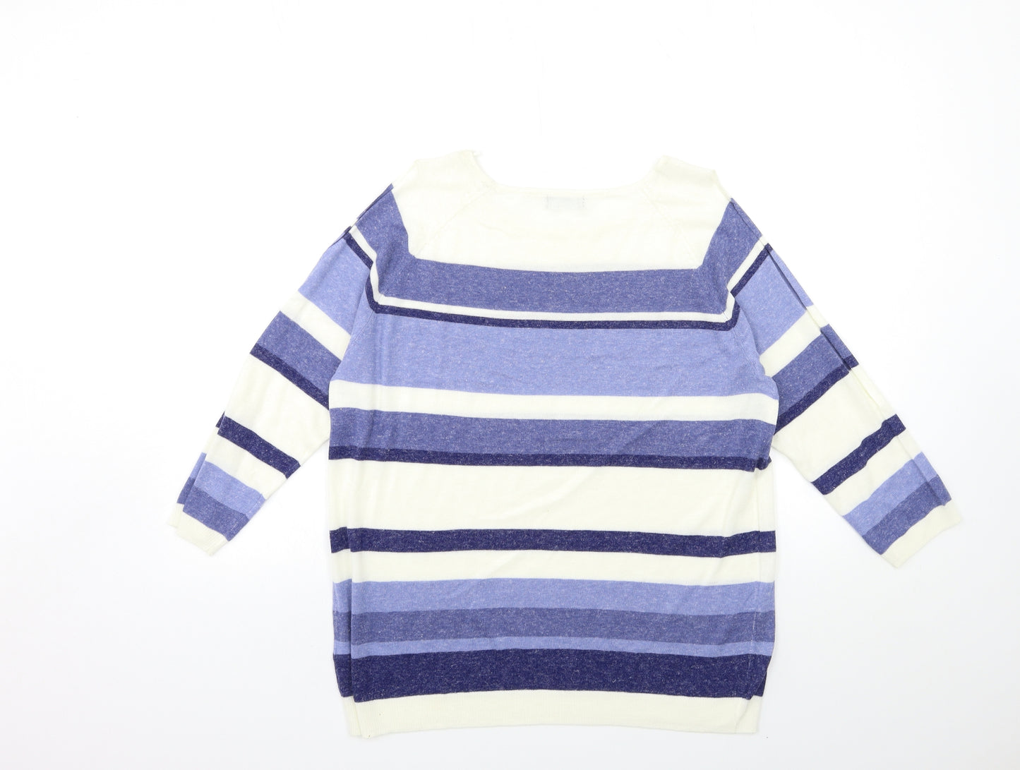 F&F Womens Blue Striped Knit Pullover Jumper Size 14