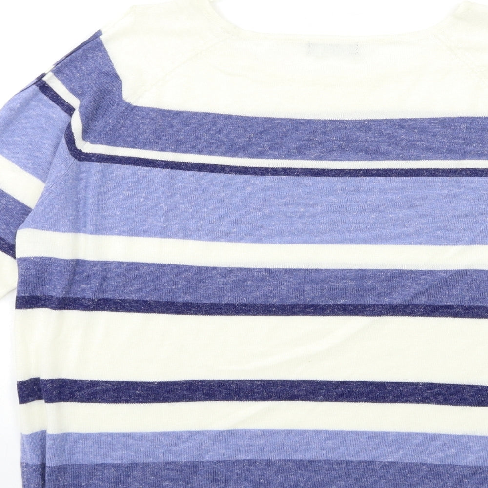 F&F Womens Blue Striped Knit Pullover Jumper Size 14
