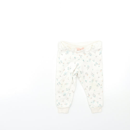 Primark Baby White Floral  Jogger Trousers Size 9-12 Months