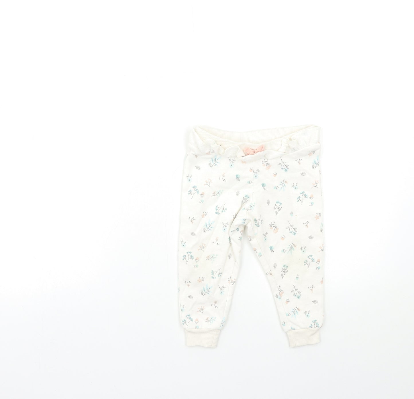 Primark Baby White Floral  Jogger Trousers Size 9-12 Months