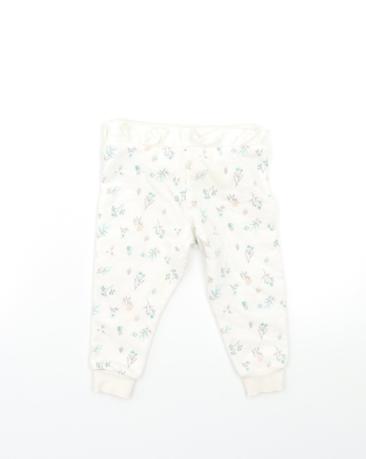 Primark Baby White Floral  Jogger Trousers Size 9-12 Months
