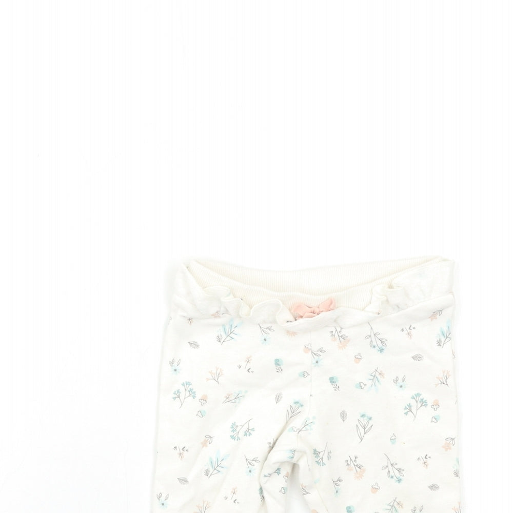 Primark Baby White Floral  Jogger Trousers Size 9-12 Months