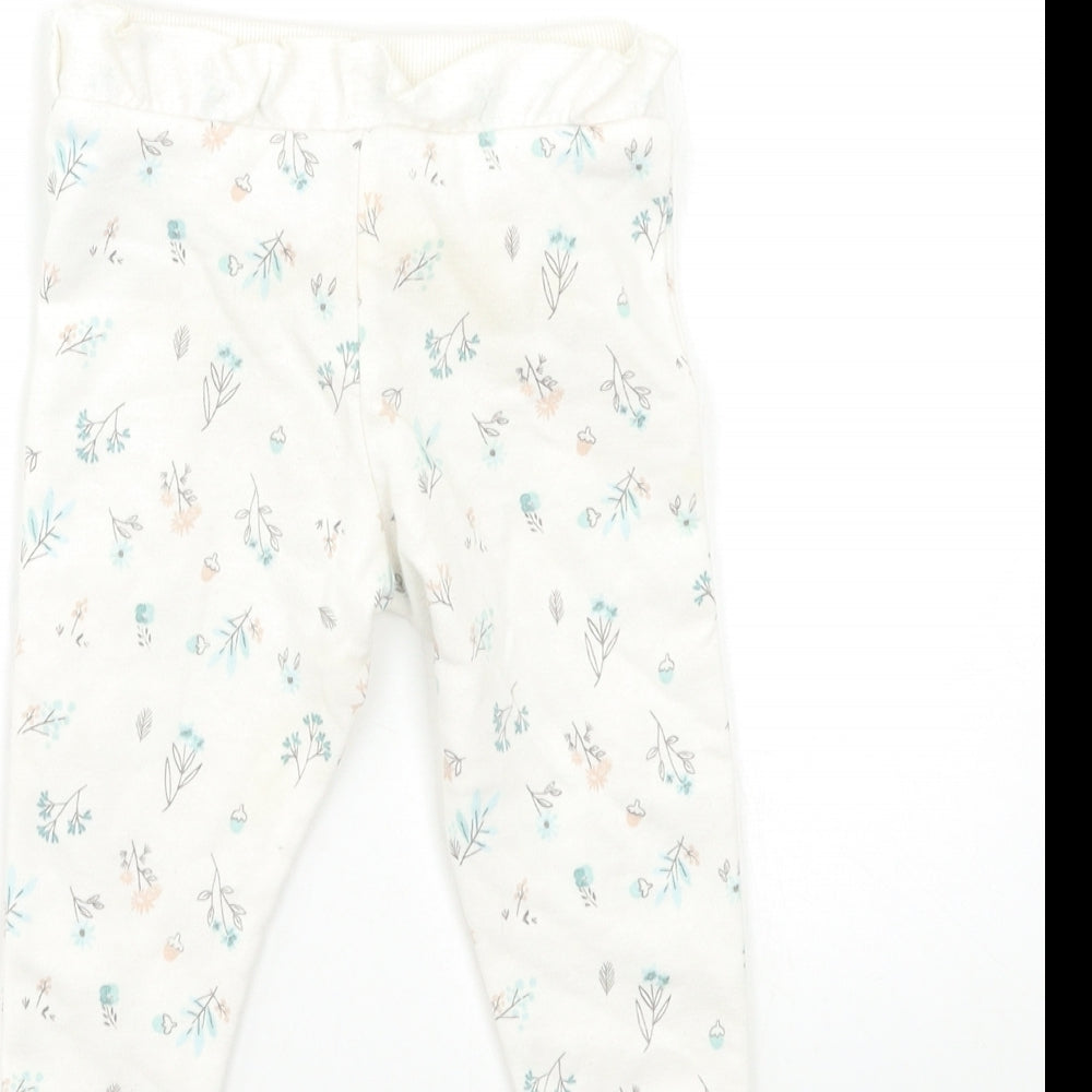 Primark Baby White Floral  Jogger Trousers Size 9-12 Months