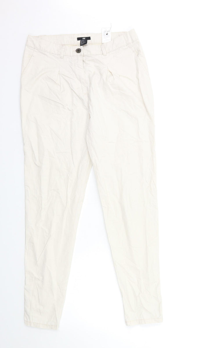 H&M Womens White   Trousers  Size 8 L30 in
