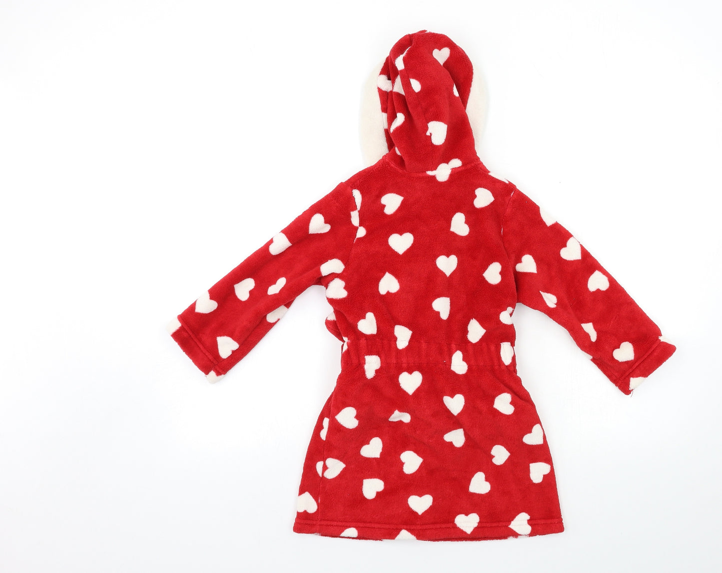 Marks and Spencer Girls Red Geometric Fleece Kimono Gown Size 2-3 Years