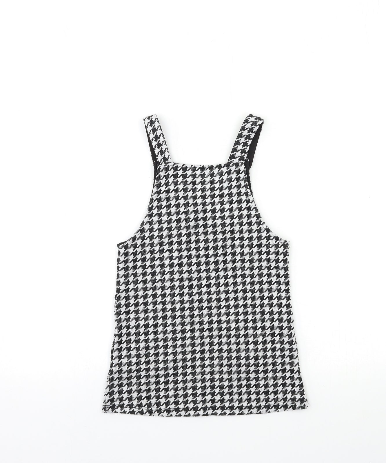 F&F Girls Black Herringbone  Pinafore/Dungaree Dress  Size 3-4 Years