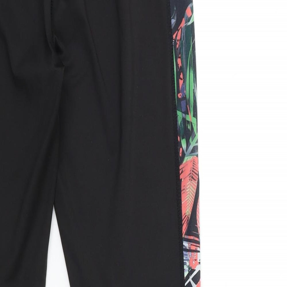 WORKOUT Womens Black Floral  Compression Leggings Size 8 L28 in