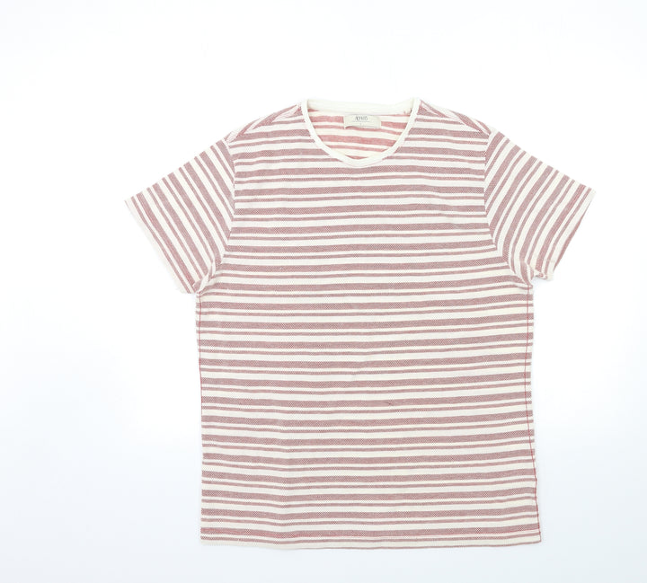 ACW85 Mens Red Striped   T-Shirt Size L