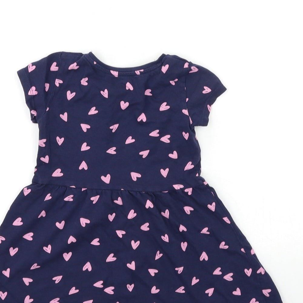 Mothercare Girls Blue Geometric  T-Shirt Dress  Size 4-5 Years
