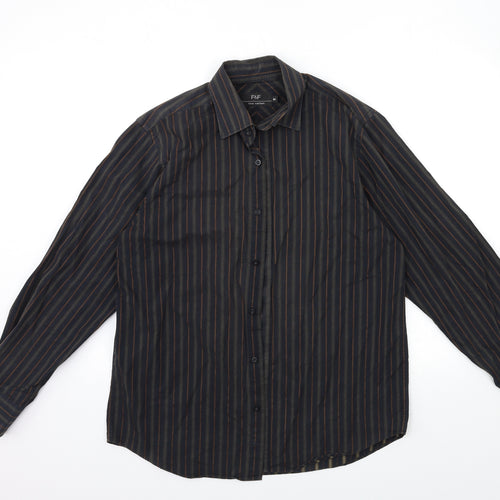 F&F Mens Black Striped   Button-Up Size M