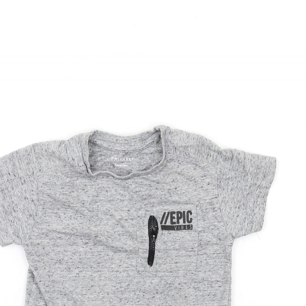 Primark Boys Grey   Basic T-Shirt Size 5-6 Years