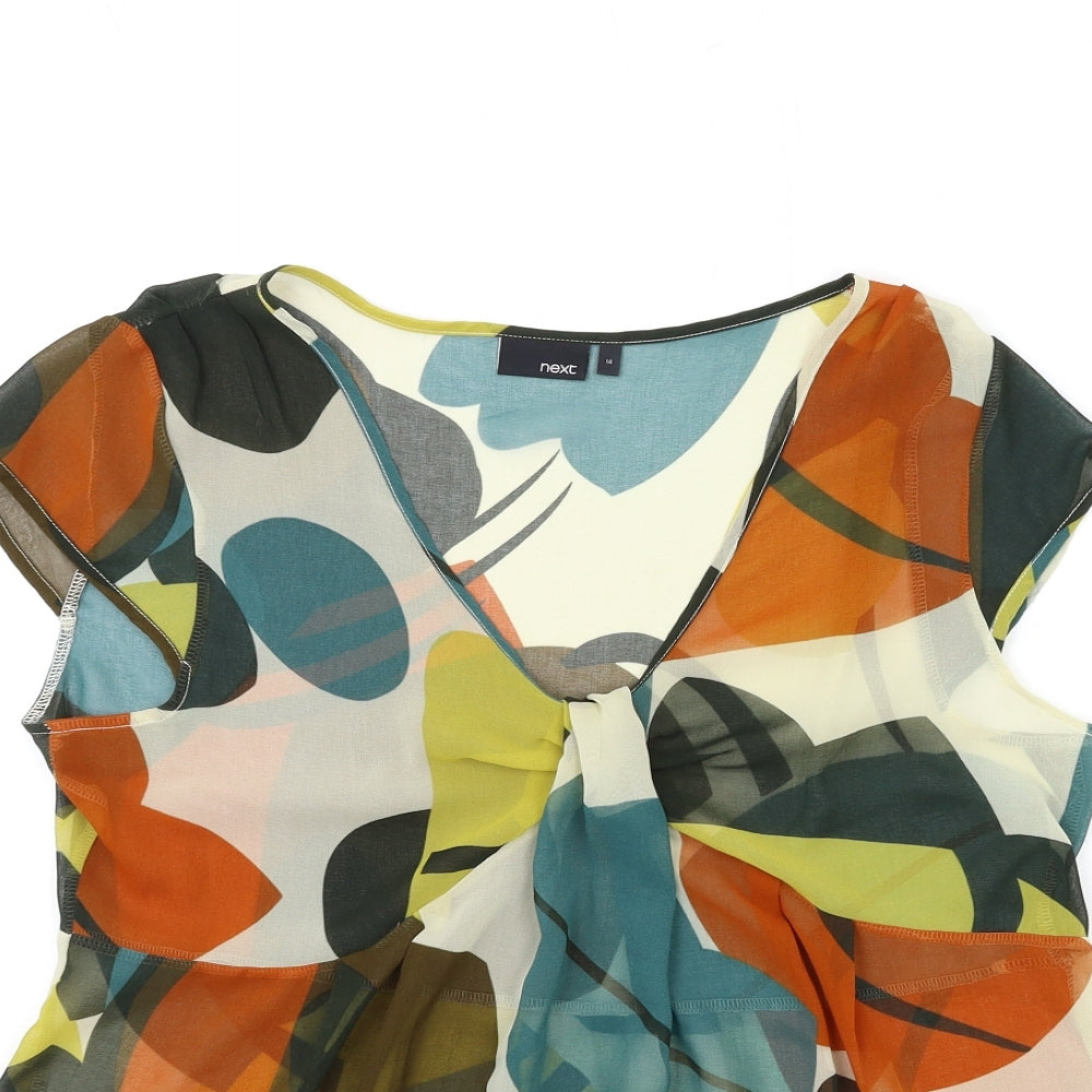 NEXT Womens Green Geometric  Basic Blouse Size 14