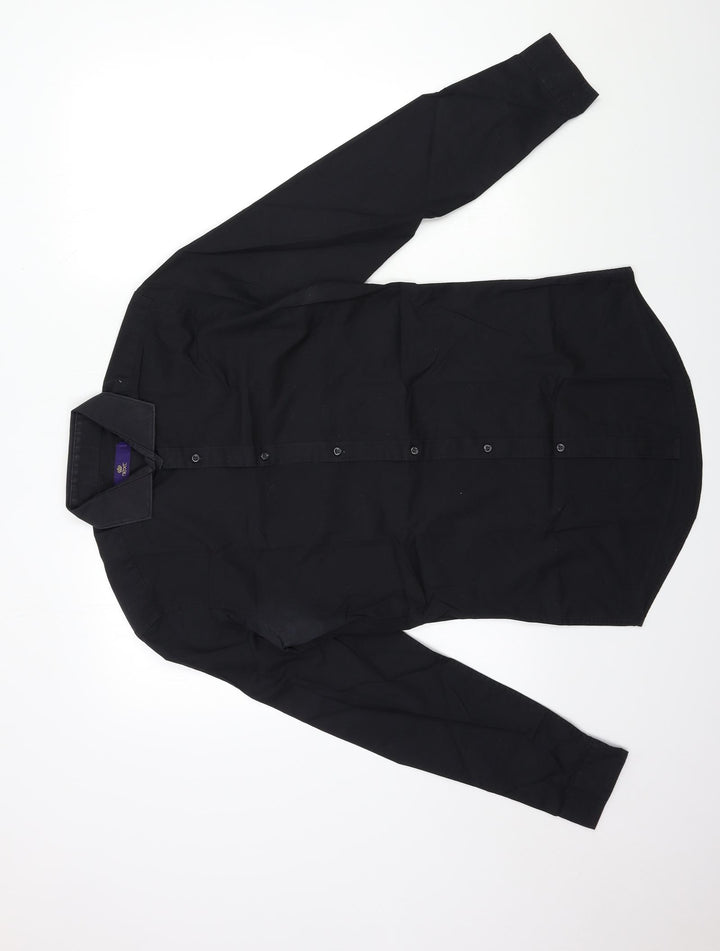 NEXT Mens Black    Button-Up Size 14.5