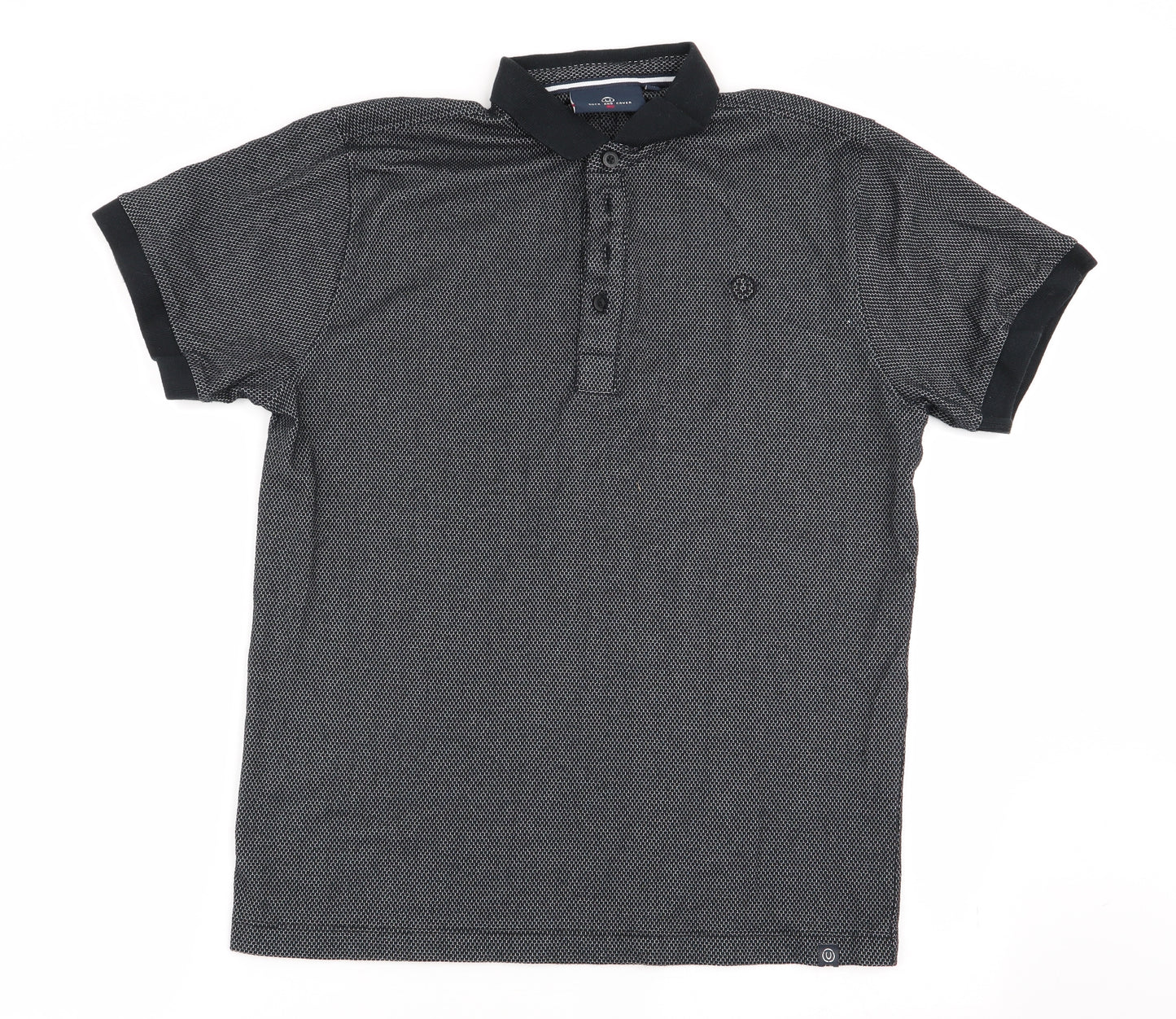 Duck and Cover Mens Black Geometric   Polo Size M