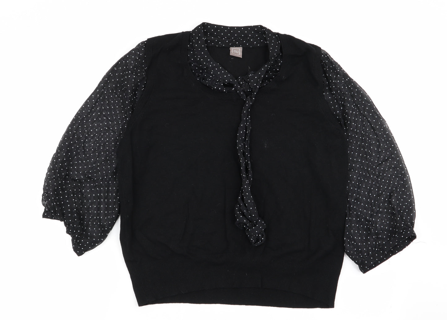TU Womens Black Polka Dot  Basic Blouse Size 22  - blouse/jumper