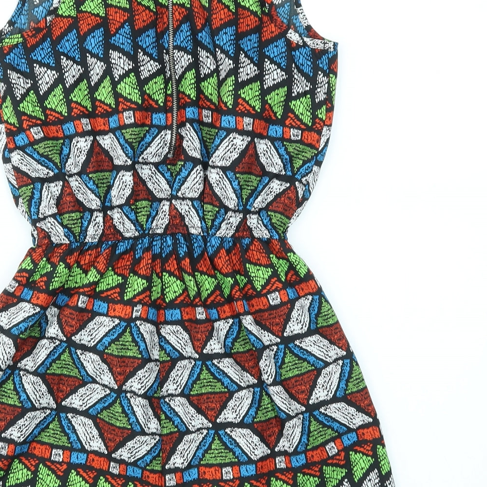Primark Womens Multicoloured Geometric  Playsuit One-Piece Size 8