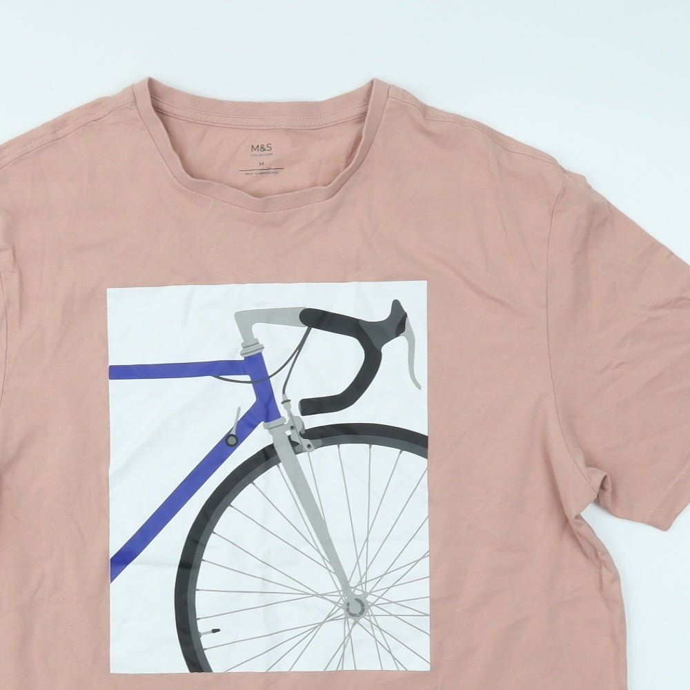 M&S Mens Pink    T-Shirt Size M