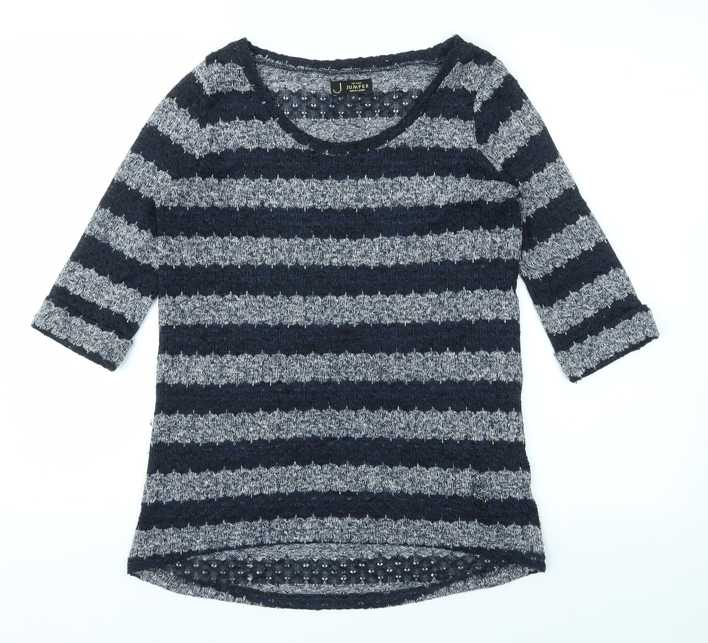 JUMPER  Womens Blue Striped  Basic T-Shirt Size 10
