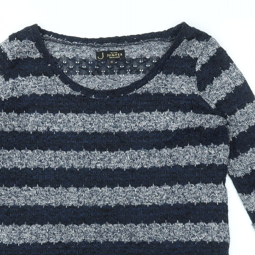 JUMPER  Womens Blue Striped  Basic T-Shirt Size 10