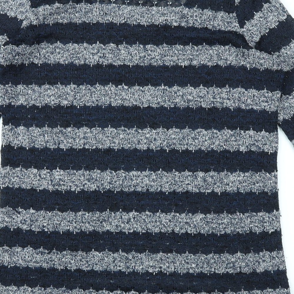 JUMPER  Womens Blue Striped  Basic T-Shirt Size 10