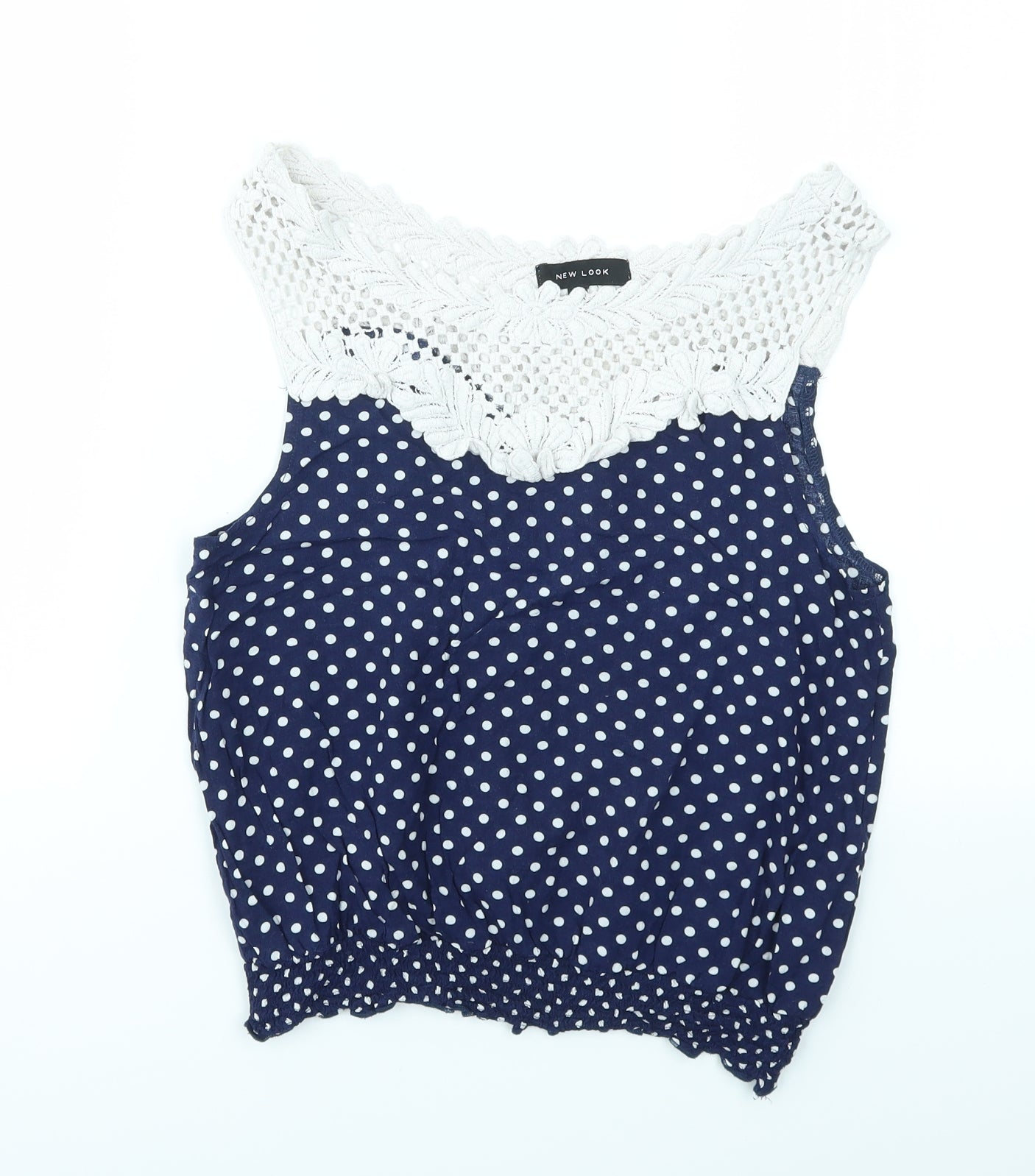 New Look Womens Blue Polka Dot  Basic T-Shirt Size 10