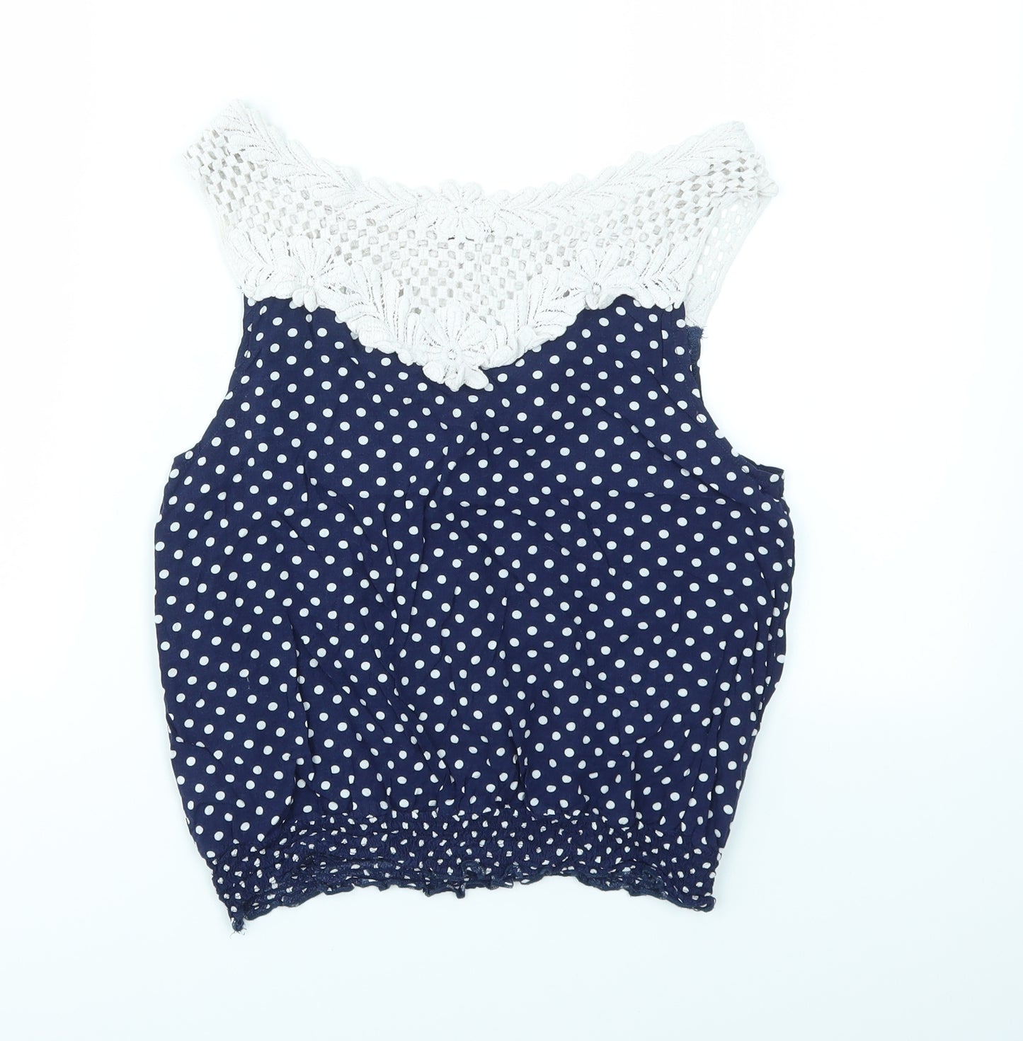 New Look Womens Blue Polka Dot  Basic T-Shirt Size 10