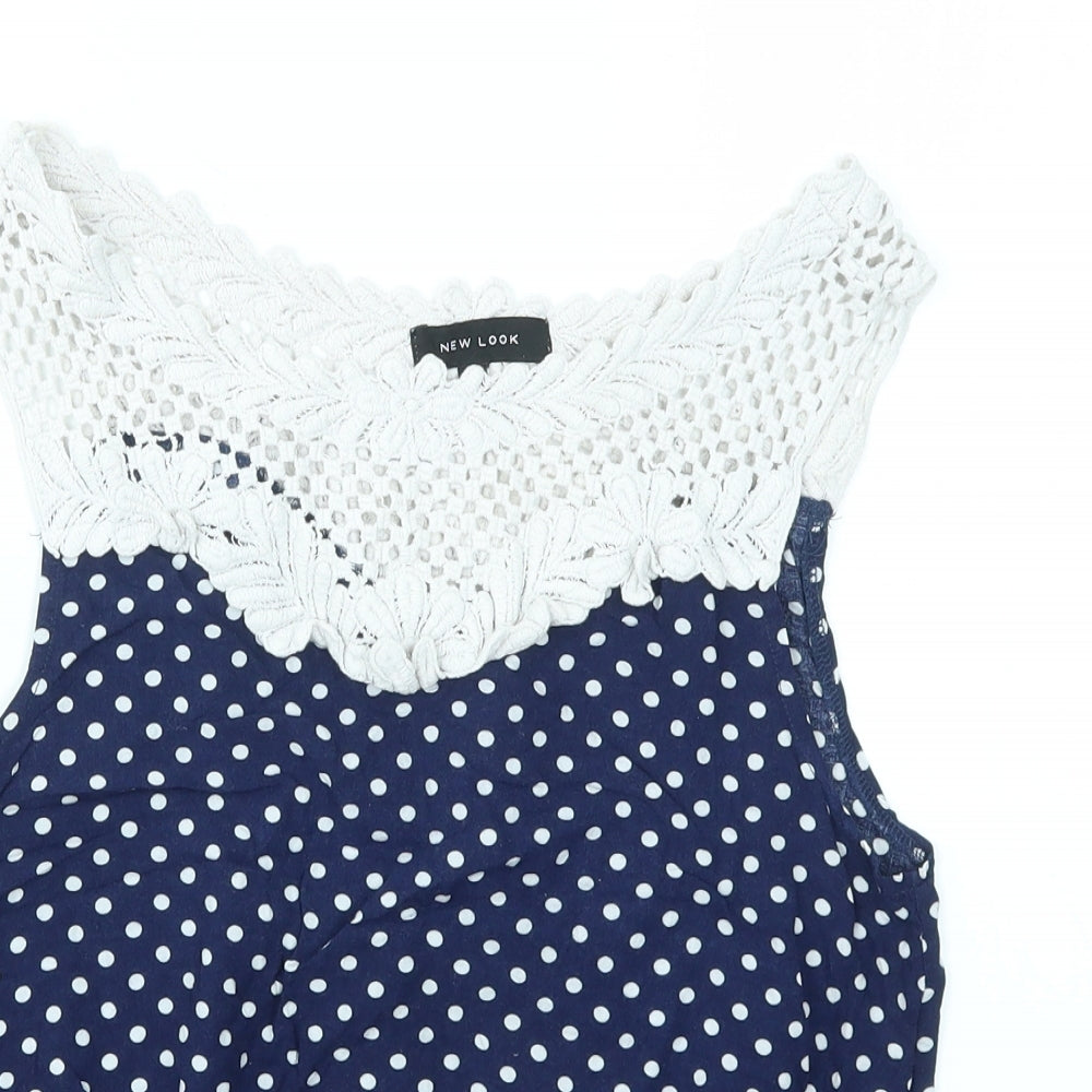 New Look Womens Blue Polka Dot  Basic T-Shirt Size 10