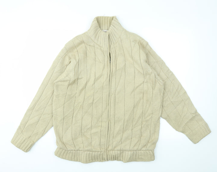 EWM Mens Beige   Full Zip Hoodie Size M