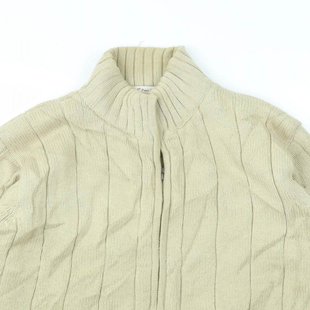EWM Mens Beige   Full Zip Hoodie Size M