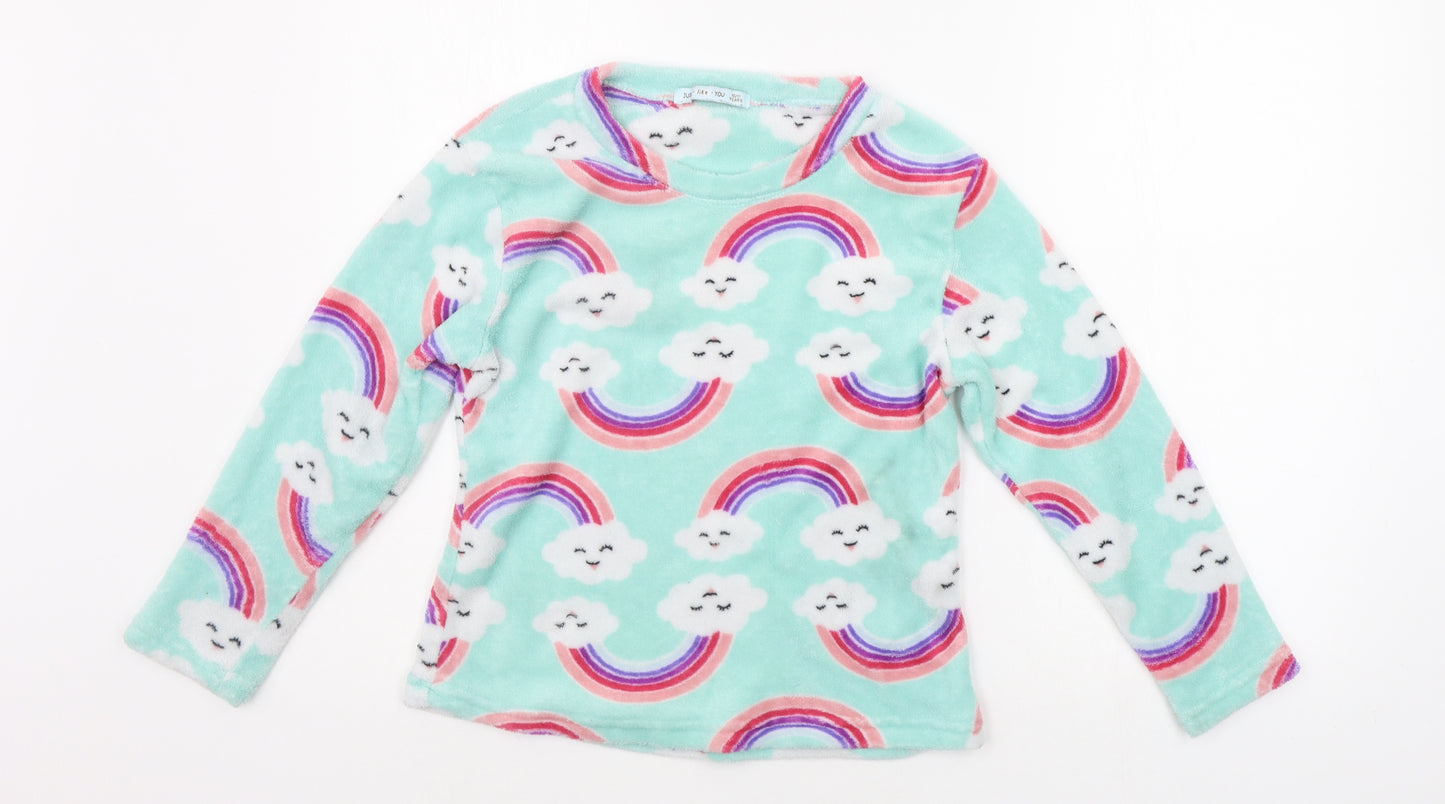 just like you Girls Green Geometric  Top Pyjama Top Size 10-11 Years  - RAINBOWS