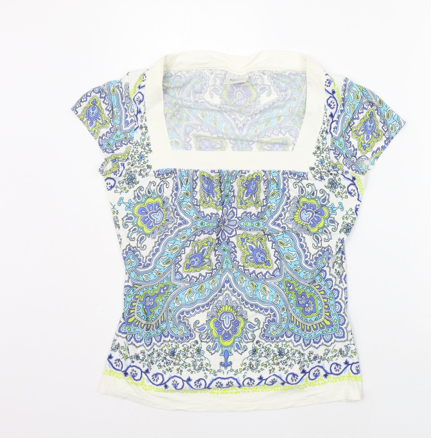 NEXT Womens White Geometric  Basic T-Shirt Size 16