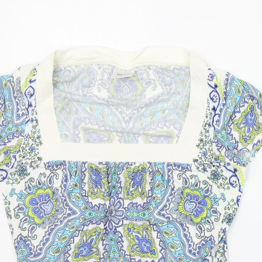 NEXT Womens White Geometric  Basic T-Shirt Size 16
