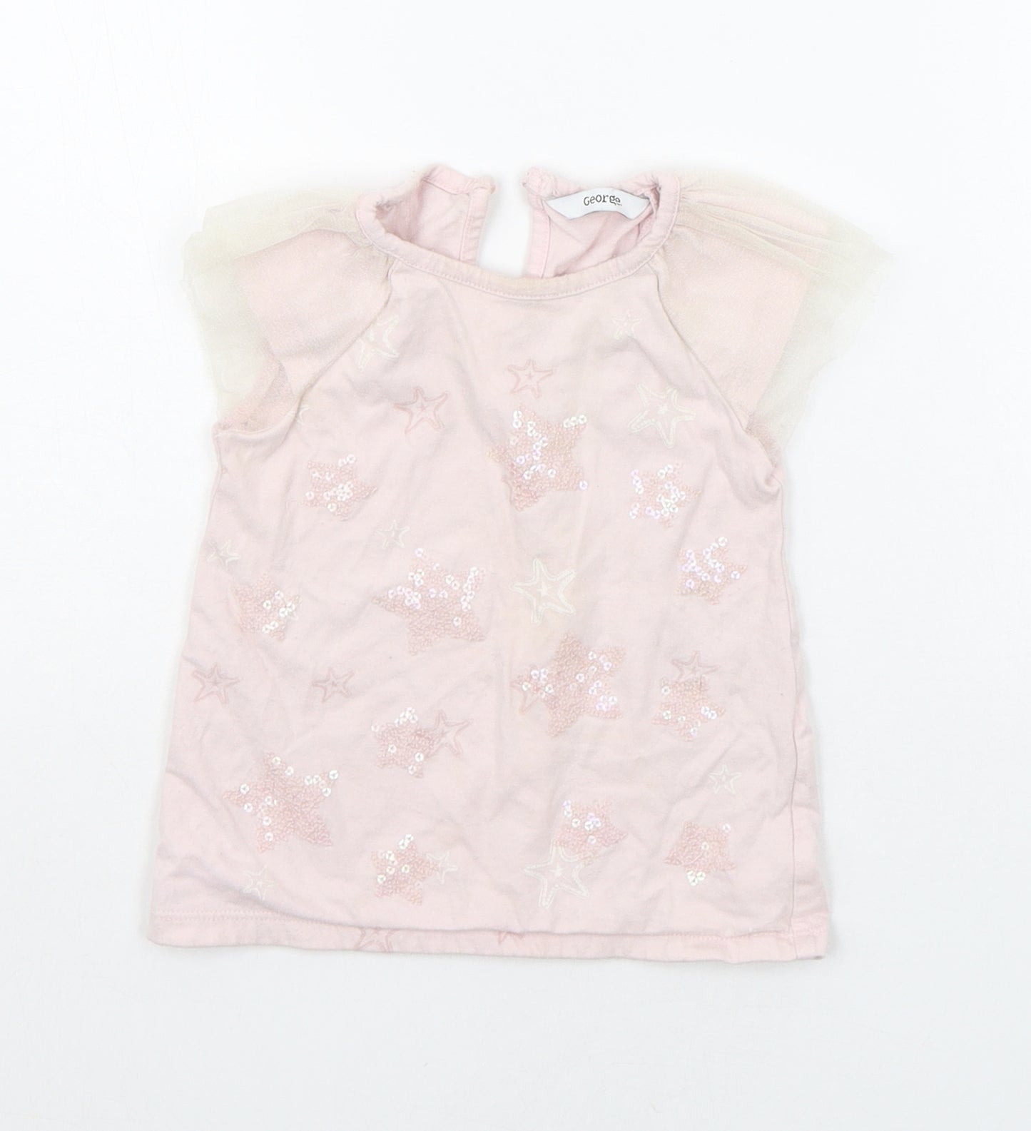 George Girls Pink Geometric  Basic T-Shirt Size 2-3 Years  - SEQUIN