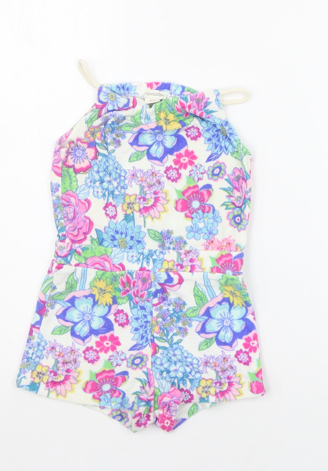 Monsoon Baby White Floral  Dungaree One-Piece Size 18-24 Months