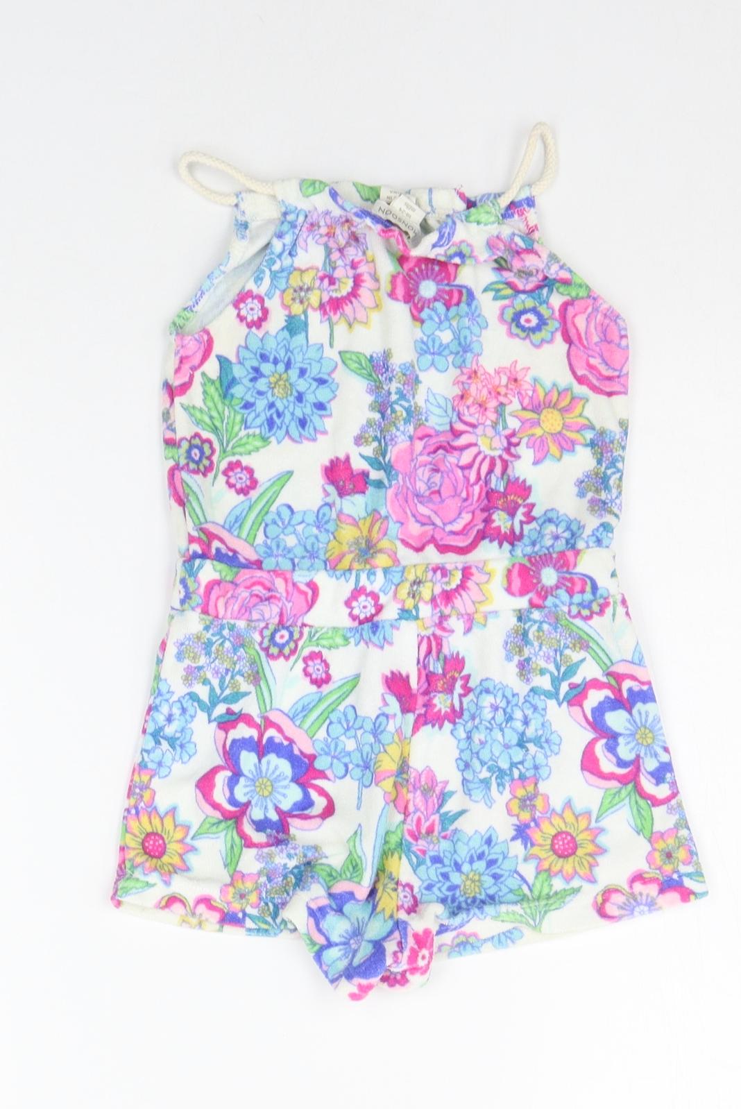 Monsoon Baby White Floral  Dungaree One-Piece Size 18-24 Months